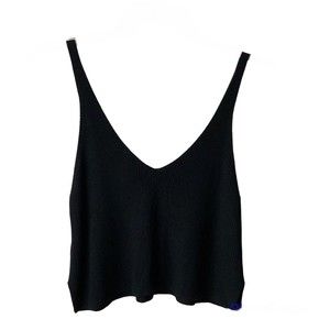 Forever 21 Women's Sz Lg Black V Neck Cropped Knit Tank Top